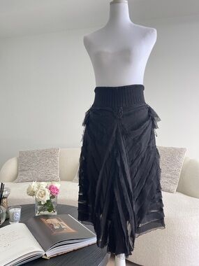 Roberto Cavalli Silk Black Skirt sz 8 $1895